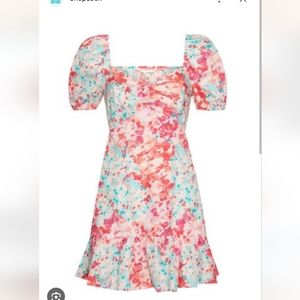 Miss selfridge pink poplin watercolour mini dress